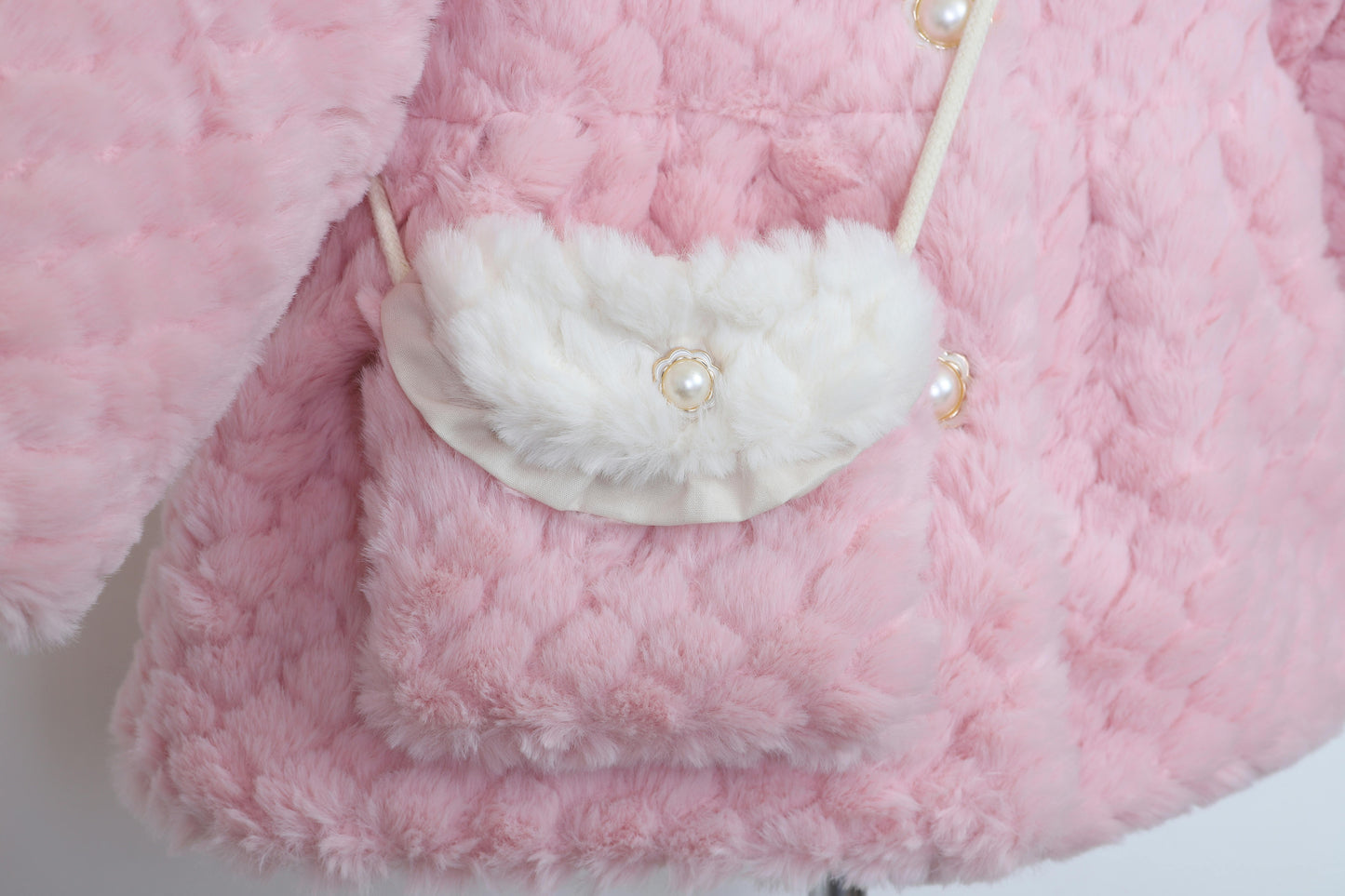 Faux Fur Coat with Matching Shoulder Bag