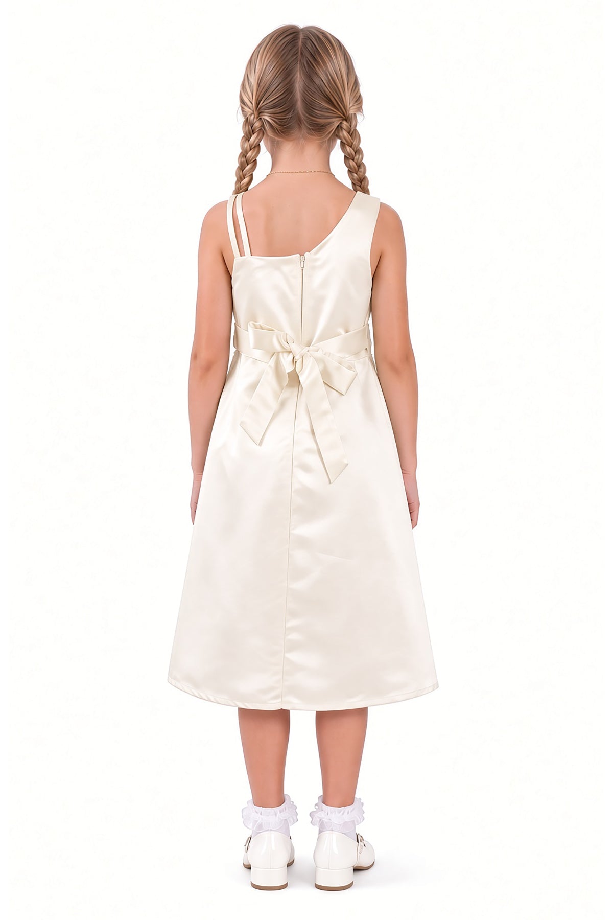 Satin One-Shoulder Floral Dress