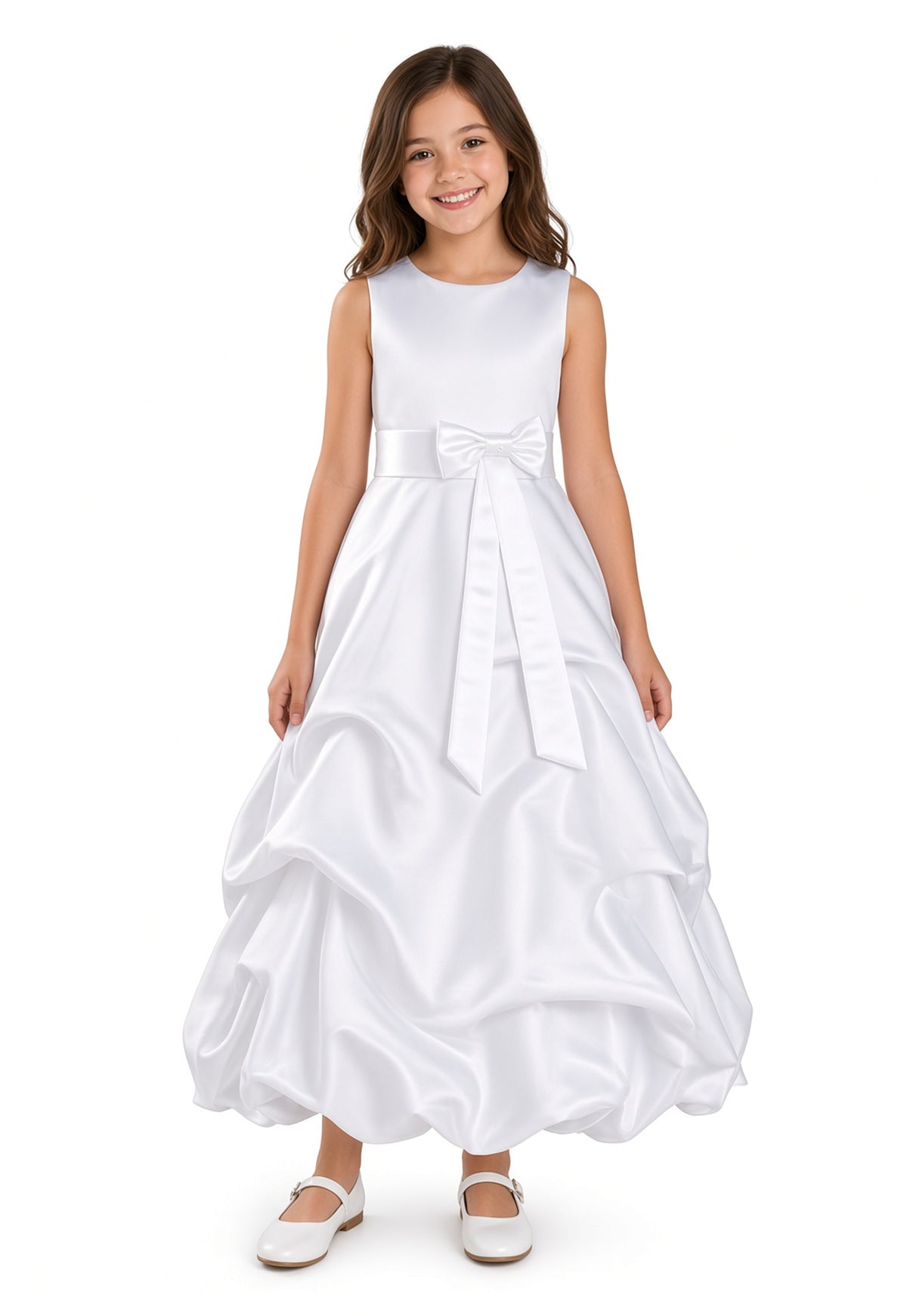 Girls Satin Communion, Flower Girl & Bridesmaid Dress