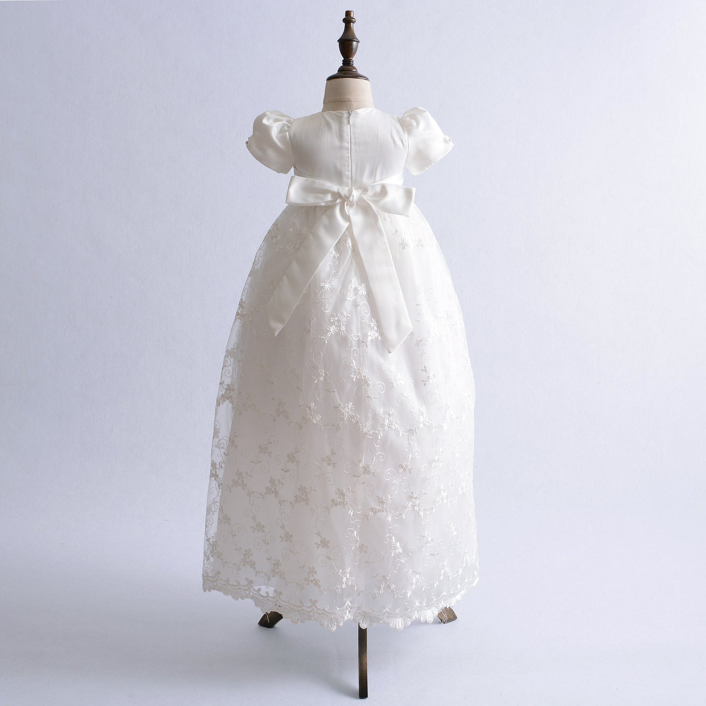 Lace Long Christening Gown with Bonnet