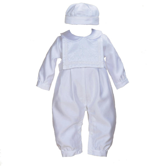Christening Romper Set with Hat and Bib