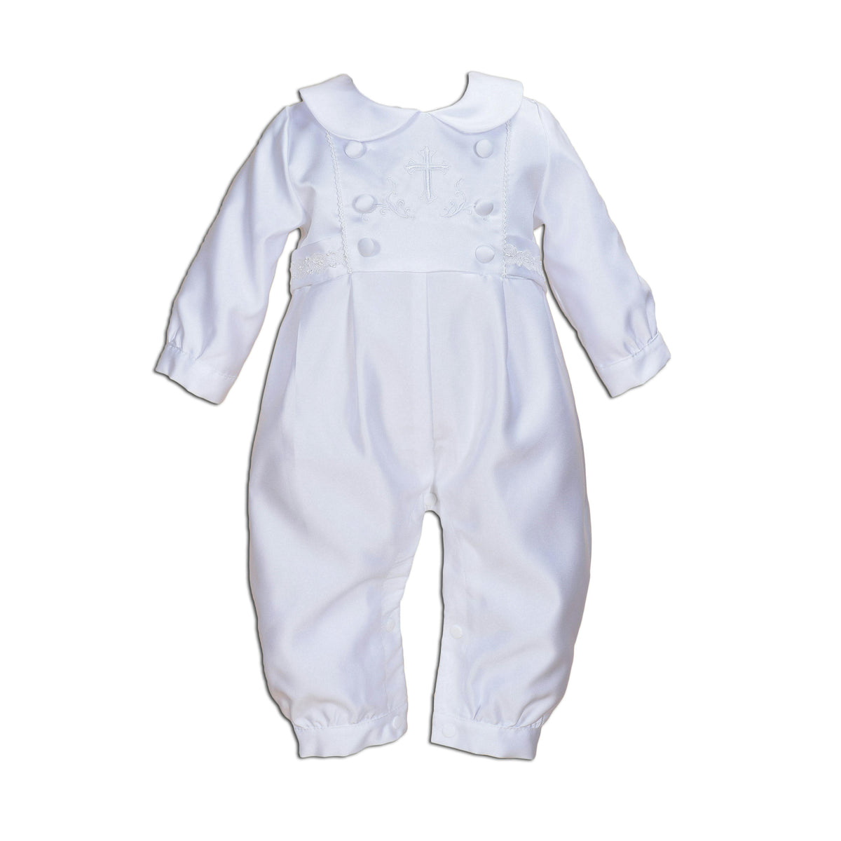 Christening Romper Set with Hat and Bib
