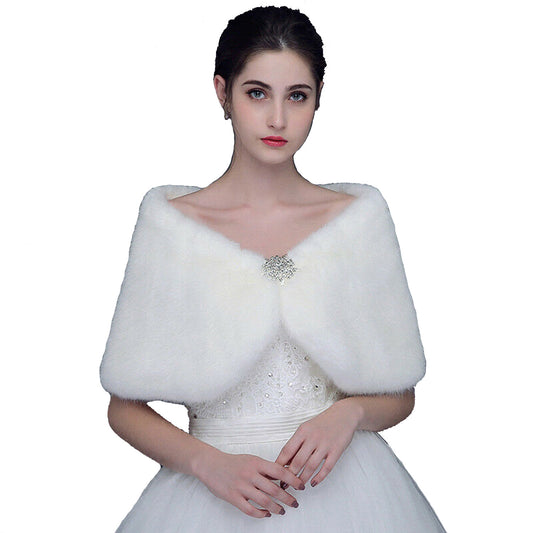Bridal Bridesmaid Faux Fur Bolero Shawl Shrug