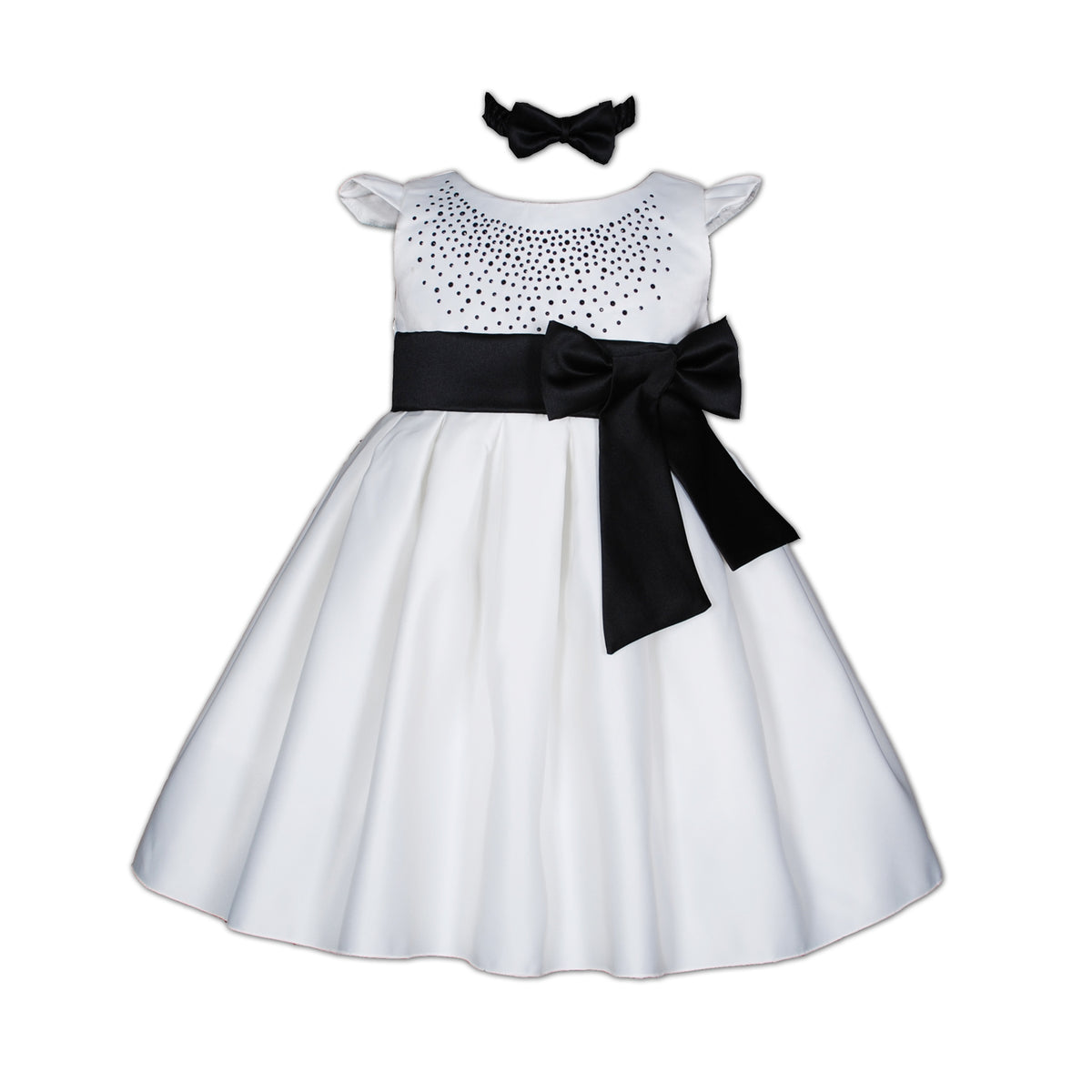 Satin Christening Party Dress with Headband