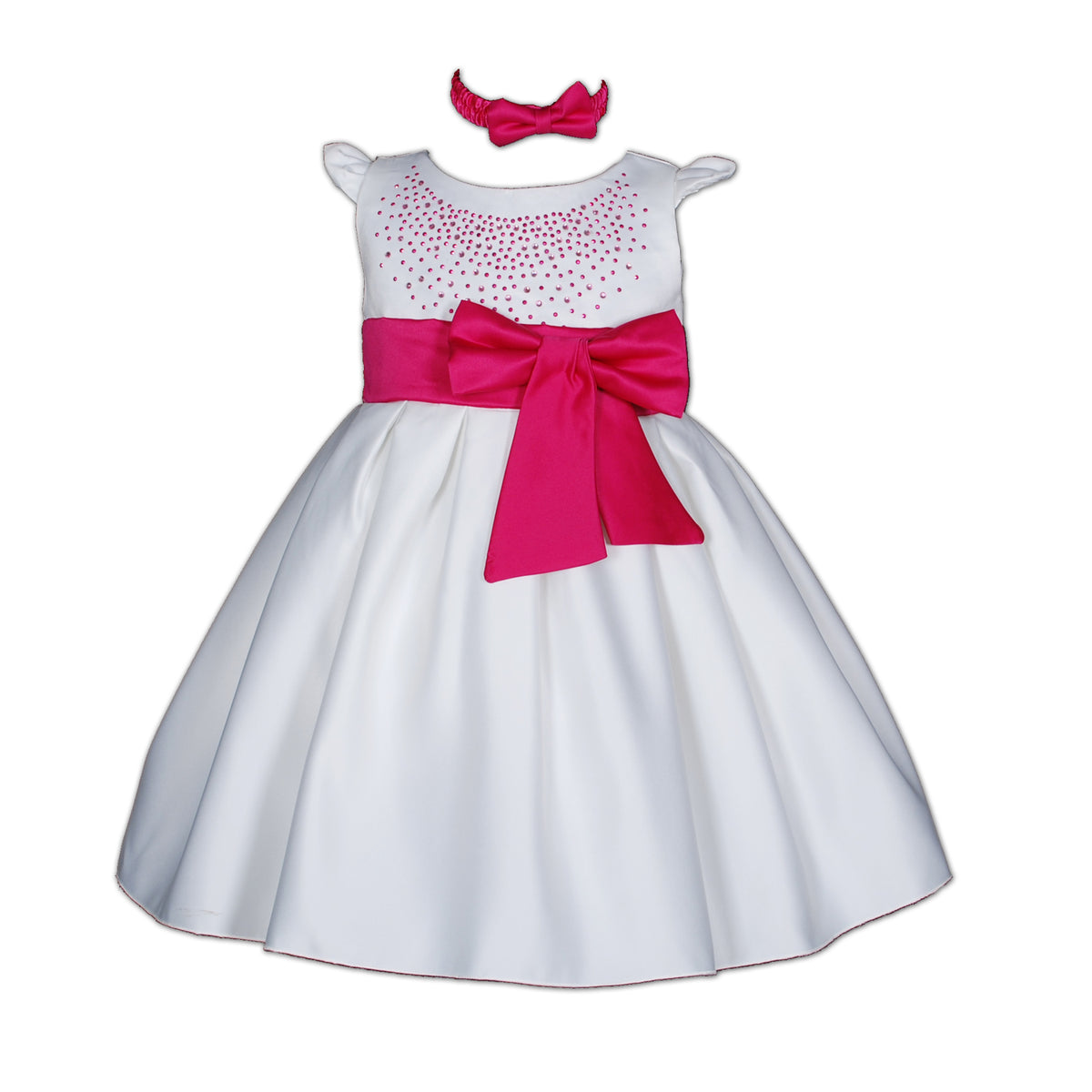 Satin Christening Party Dress with Headband