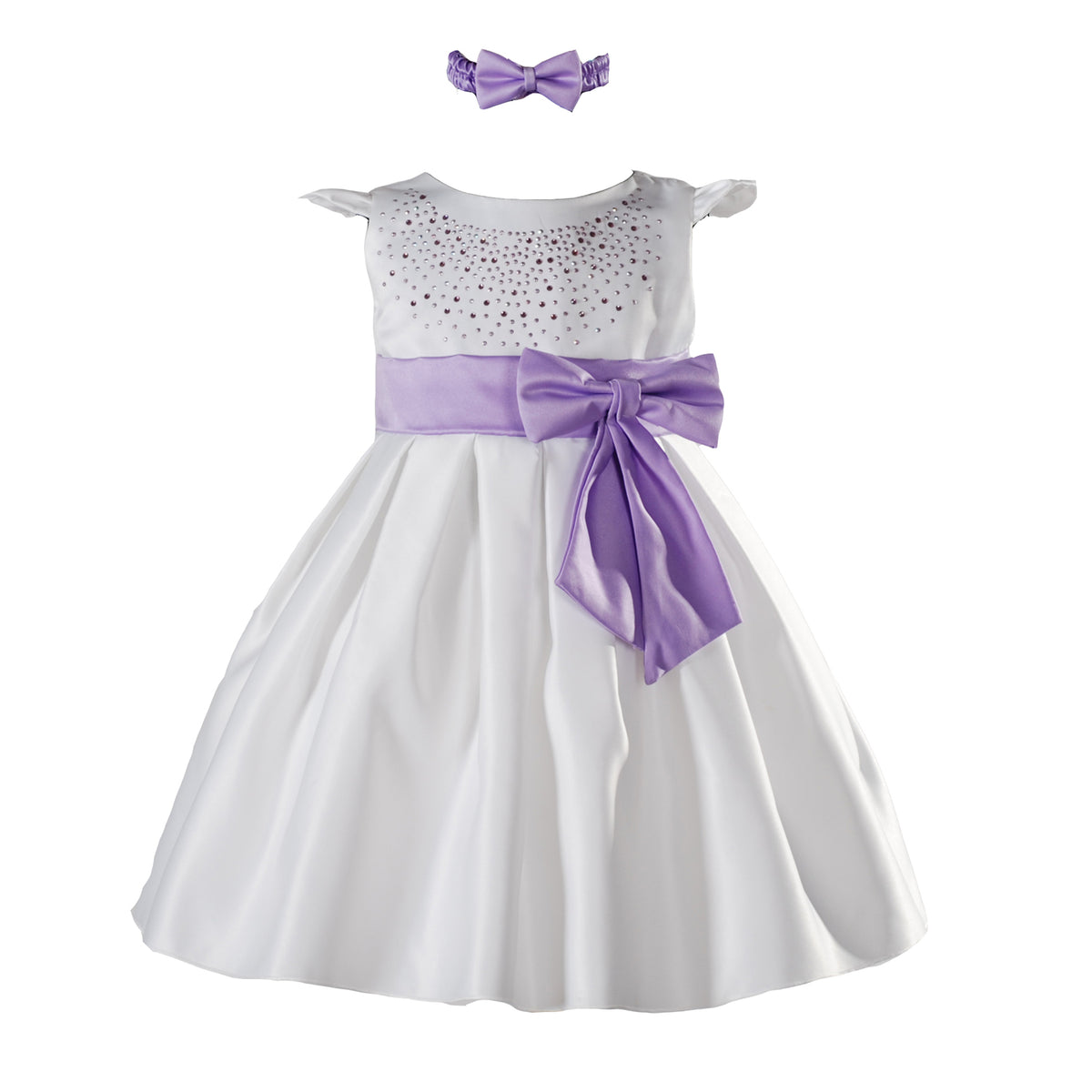 Satin Christening Party Dress with Headband