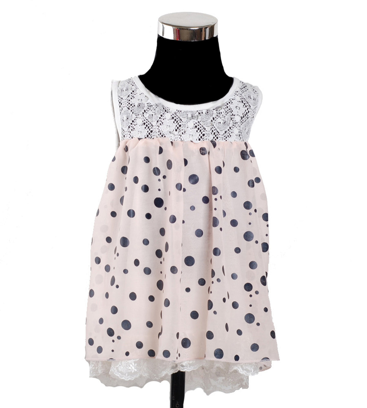 Baby Girls Lace Bodice Dotted Dress