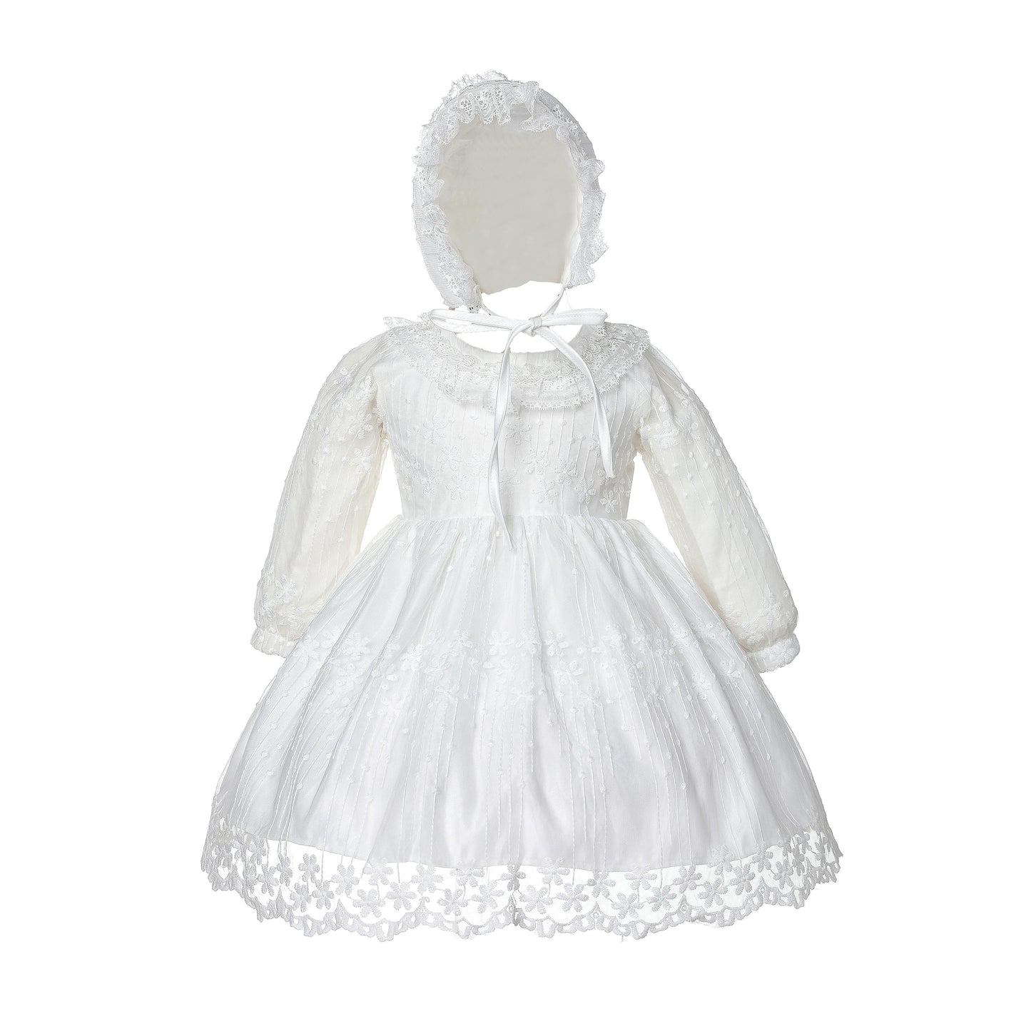 Lace Christening Party Dress and Bonnet