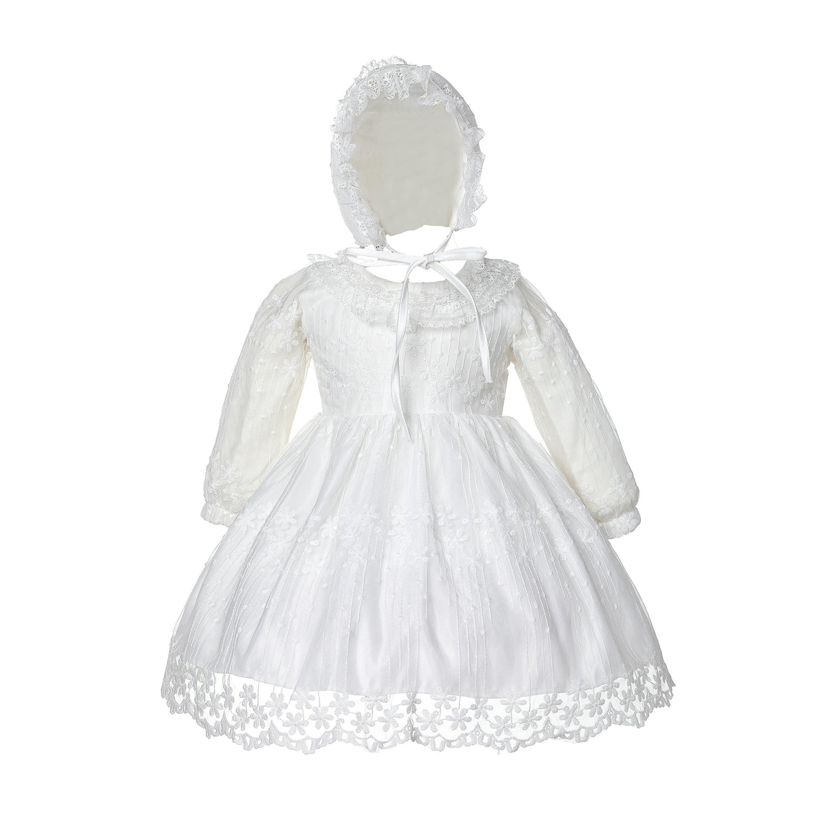 Lace Christening Party Dress and Bonnet