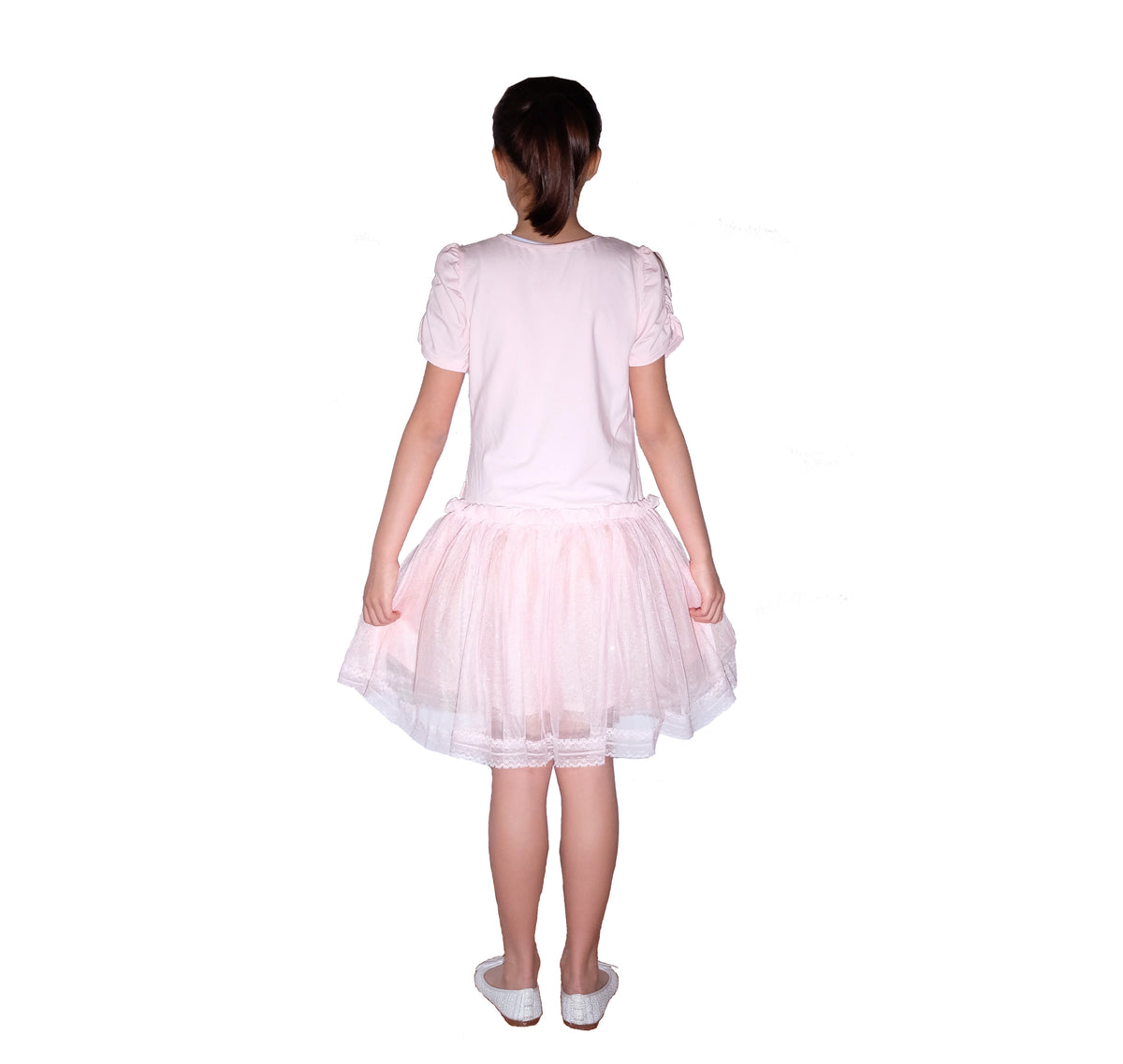 Girls Glitter Tulle Party Dress with Pearl Heart