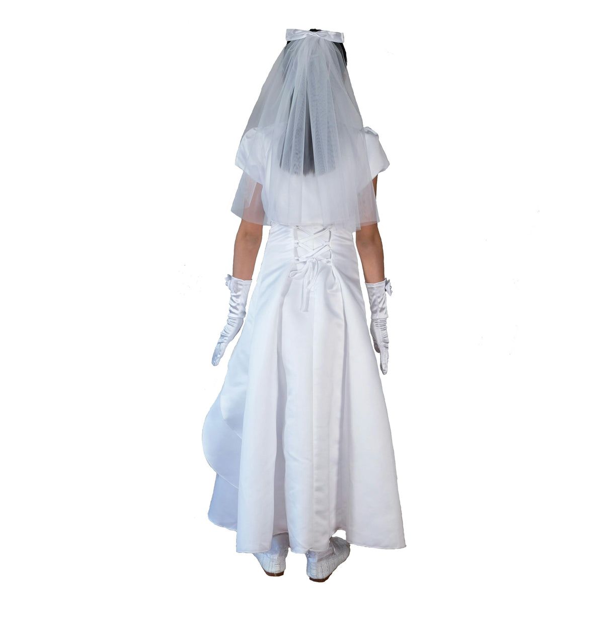 Satin Holy Communion Dress with Veil