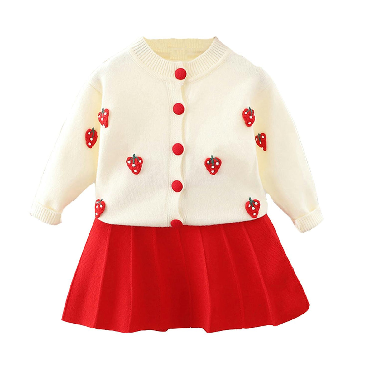Cardigan and Skirt Set - Red
