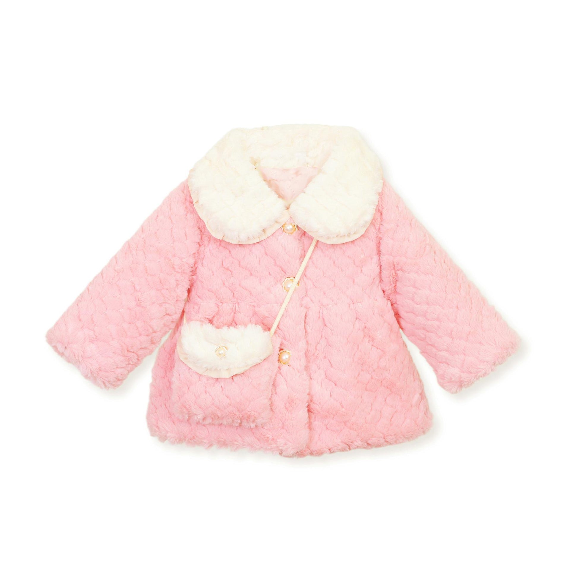 Faux Fur Coat with Matching Shoulder Bag