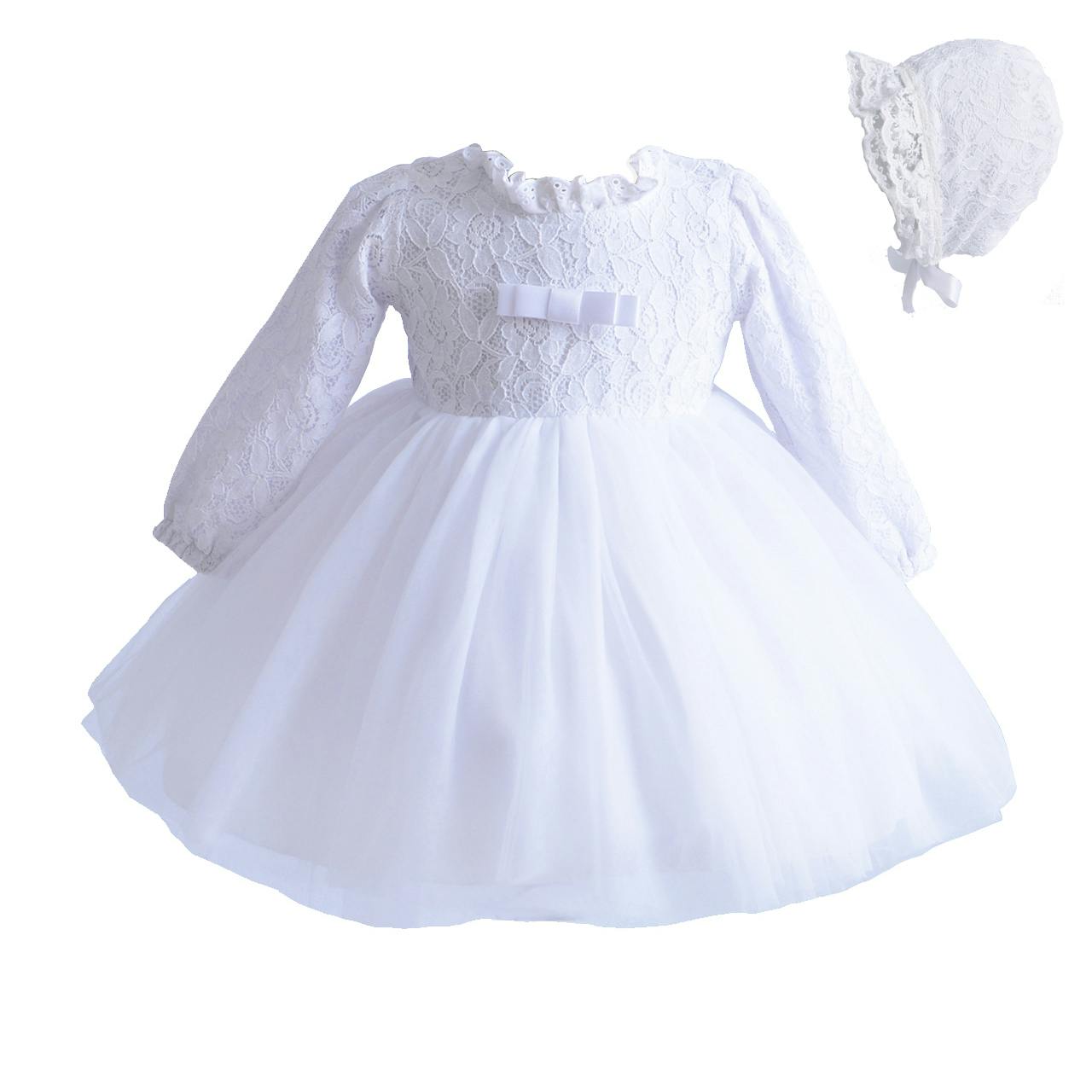 Lace Christening Party Dress and Bonnet