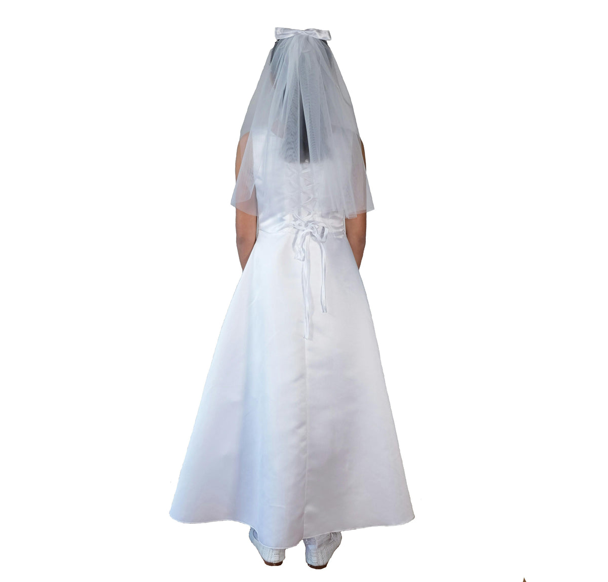 Satin Holy Communion Dress with Handbag and Veil
