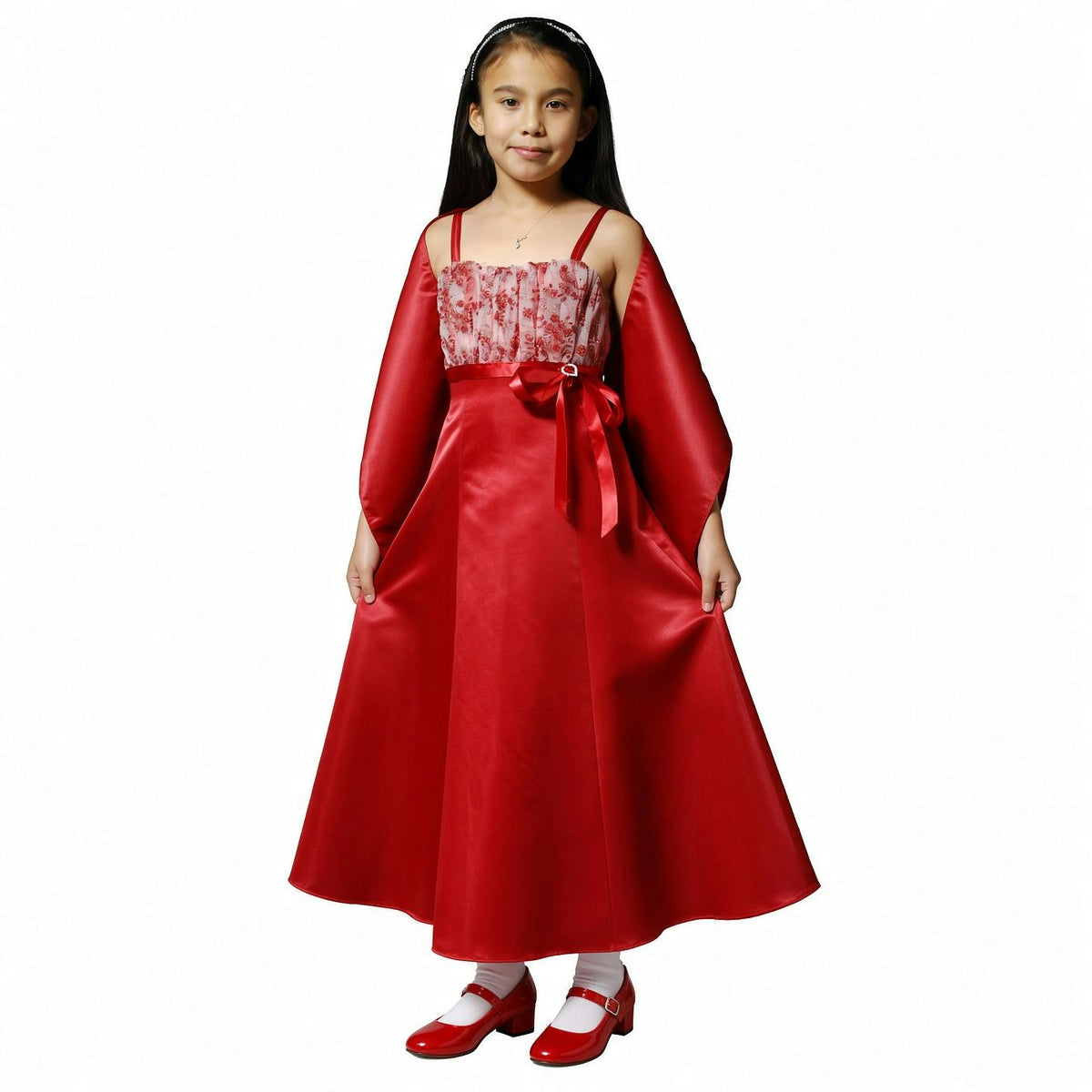 Satin Bridesmaid Dress with Shawl