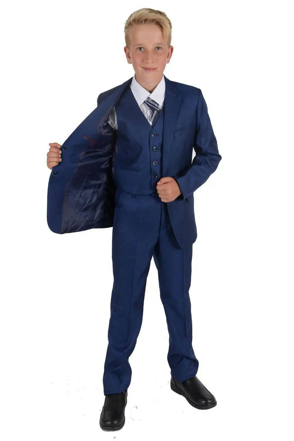 5 Piece Suits Wedding Page Boy Party Prom - Bright Blue