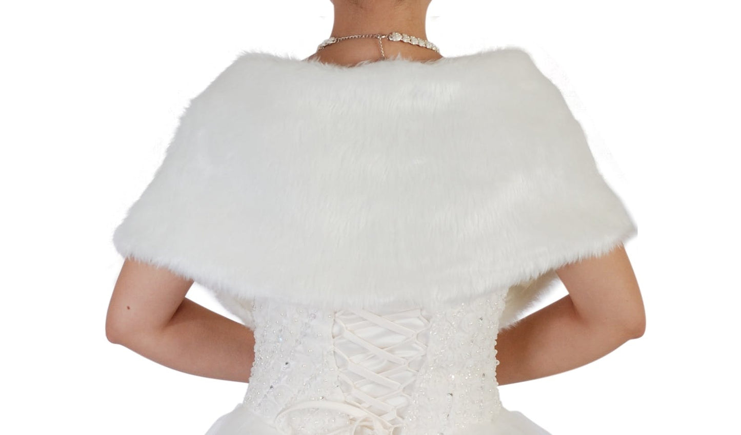 Ladies Faux Fur Bolero Shrug Ivory One Size