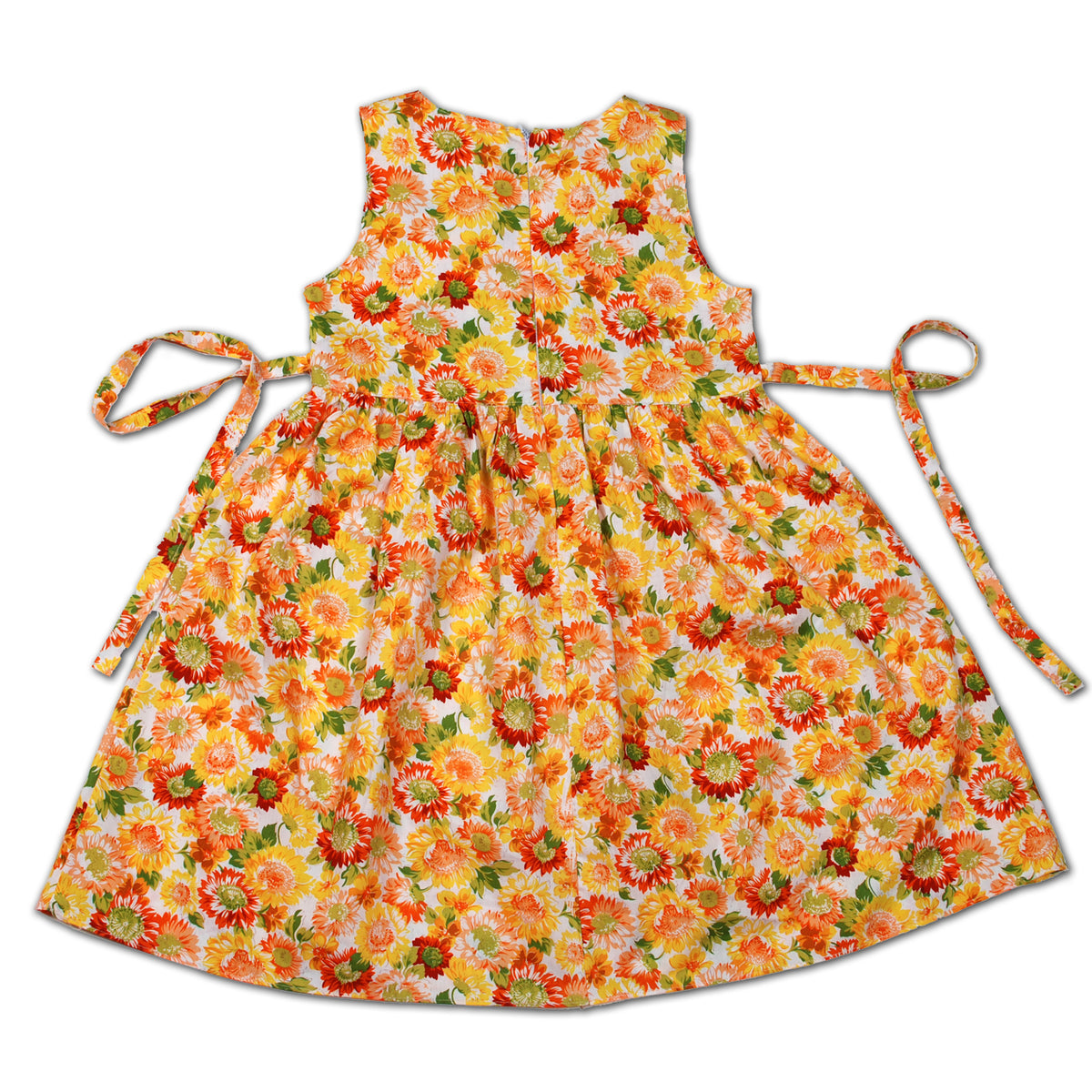 Girls Cotton Floral Dress with Bow