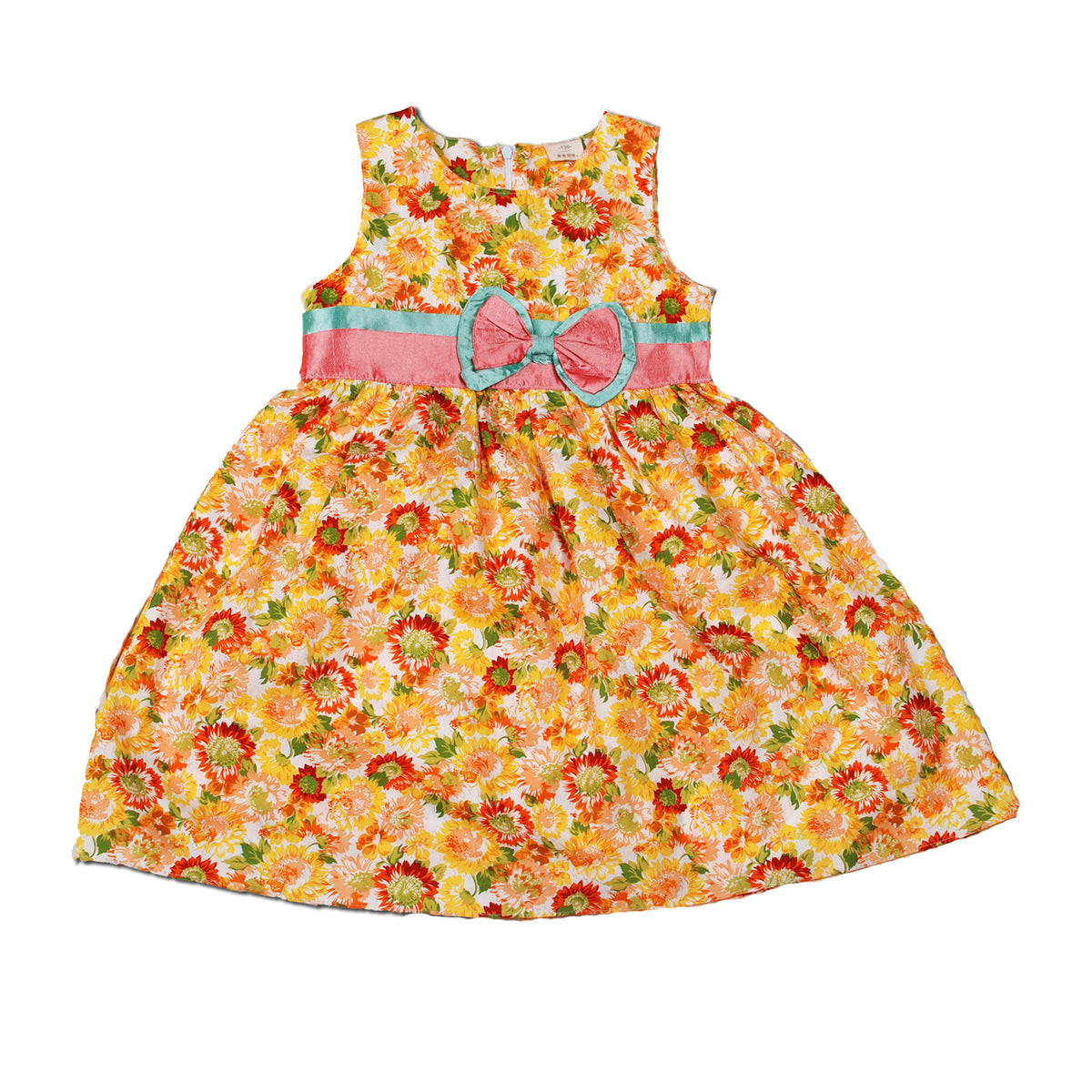 Girls Cotton Floral Dress with Bow