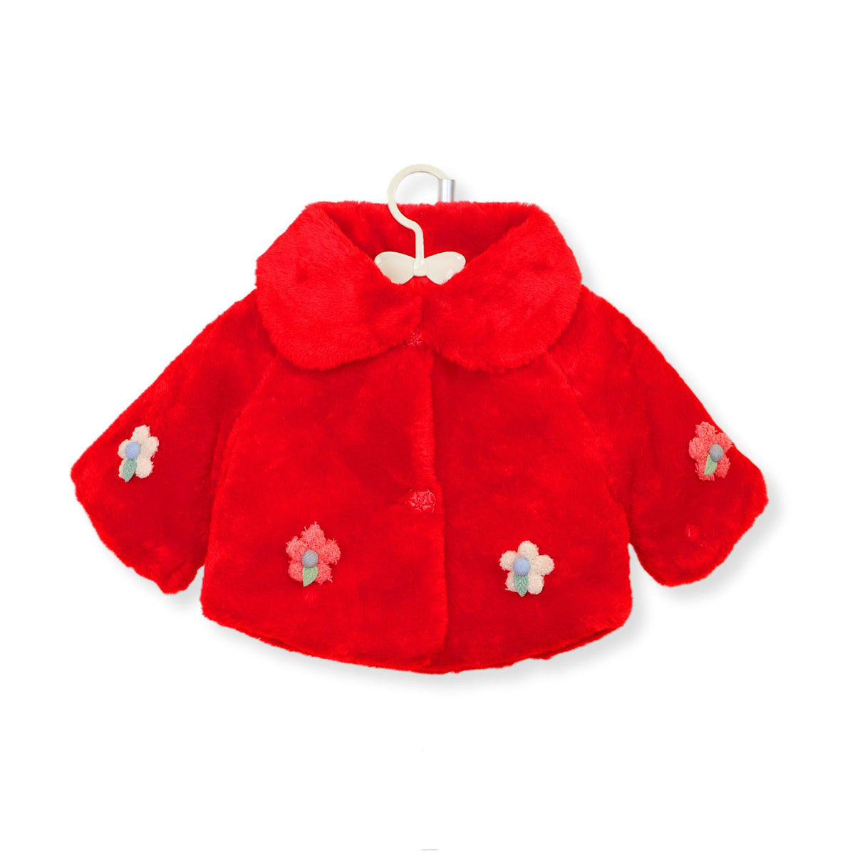 Floral Faux Fur Coat Bolero