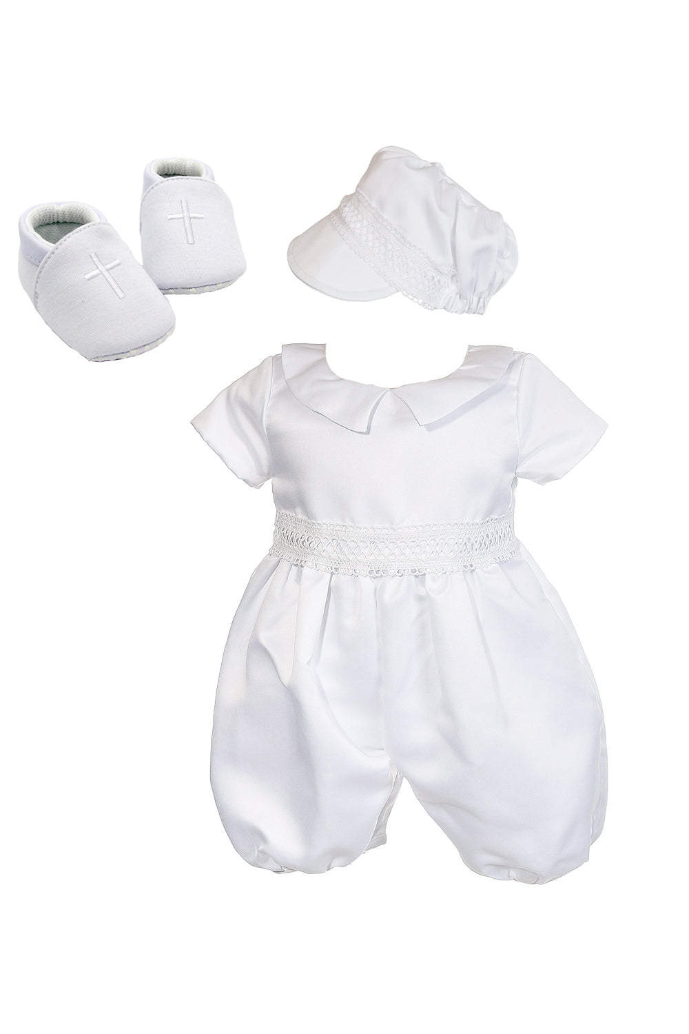 Satin Christening Romper Set