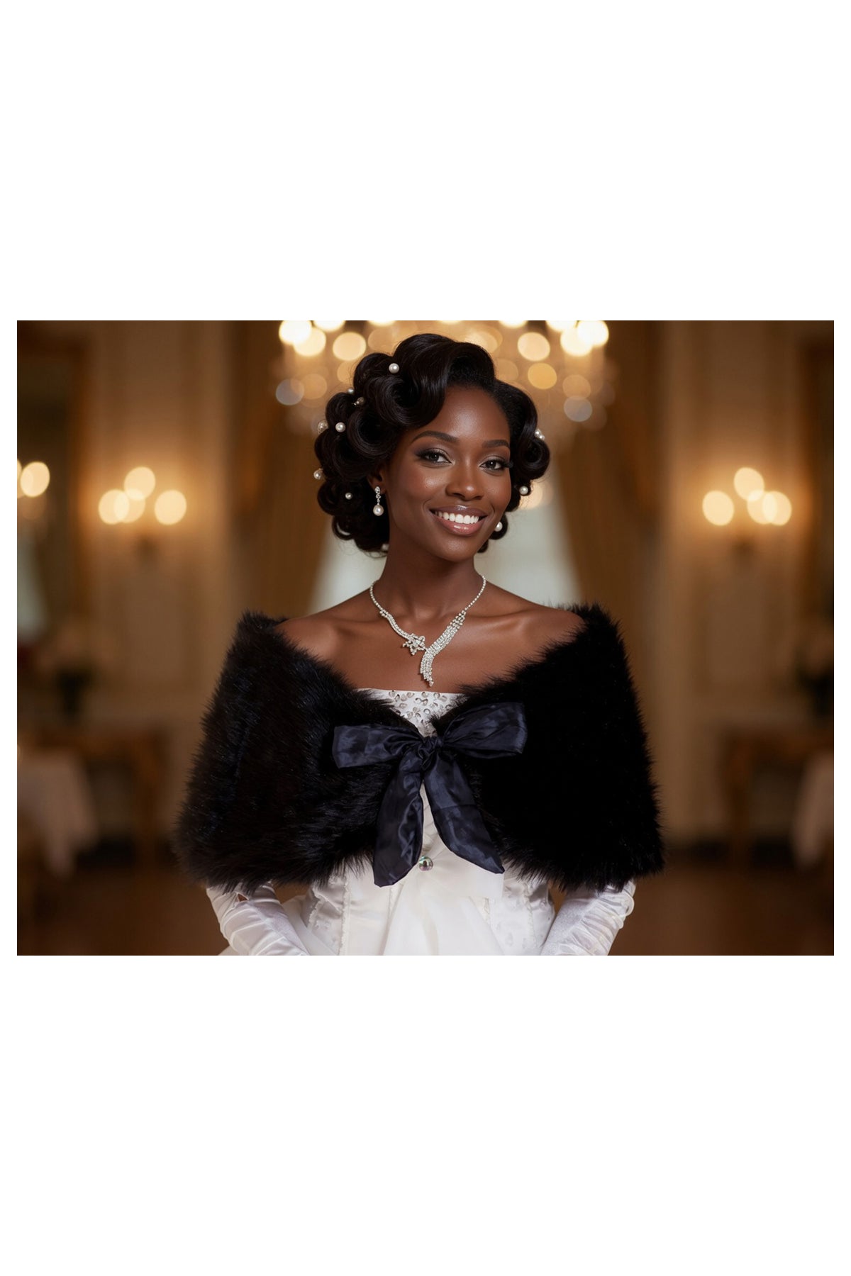 Bridal Faux Fur Bolero Shawl Shrug