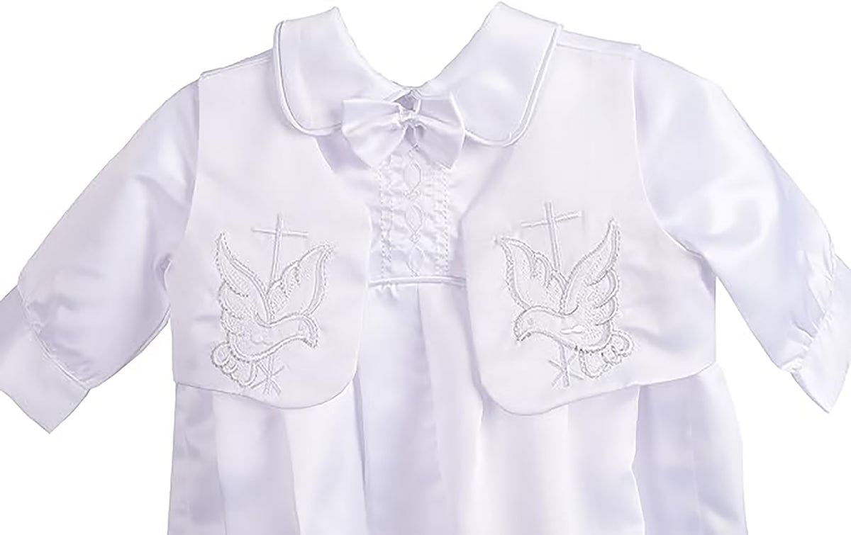 Christening Romper Waistcoat and Hat Set