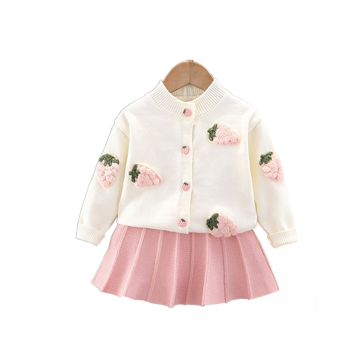 Strawberry Cardigan and Skirt Set