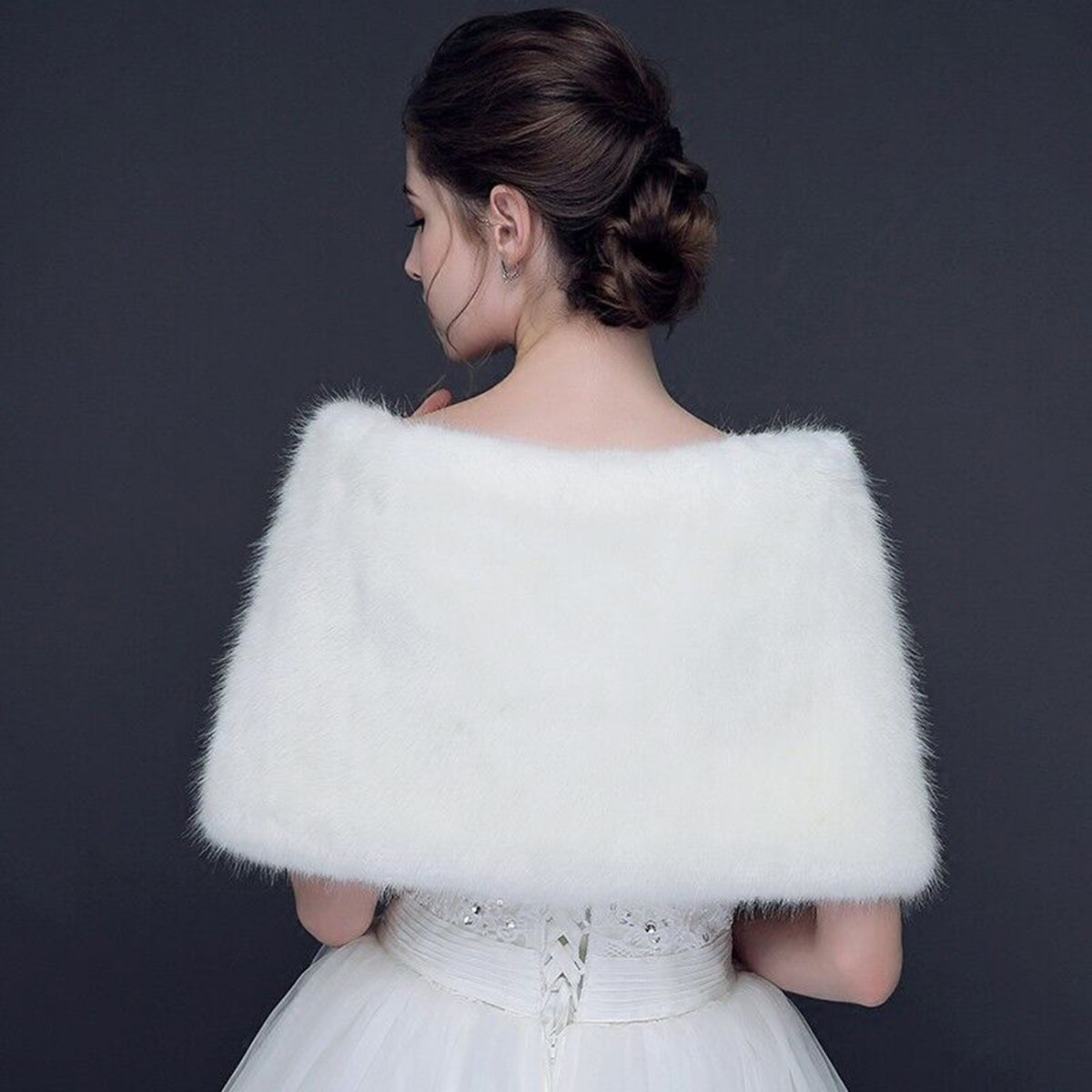 Bridal Bridesmaid Faux Fur Bolero Shawl Shrug