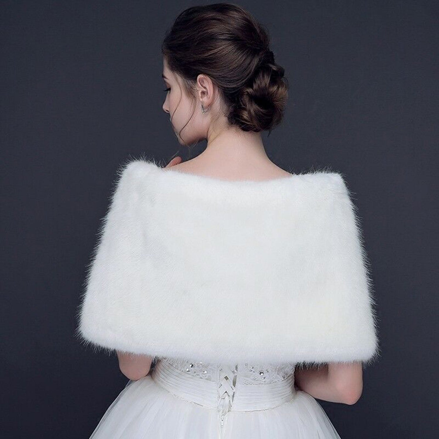 Bridal Bridesmaid Faux Fur Bolero Shawl Shrug