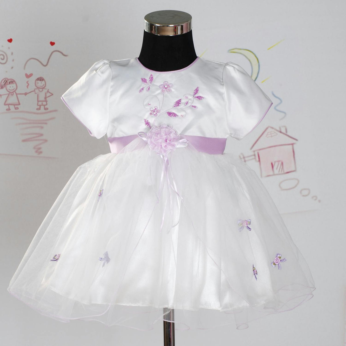 Embroidered Floral Party Dress