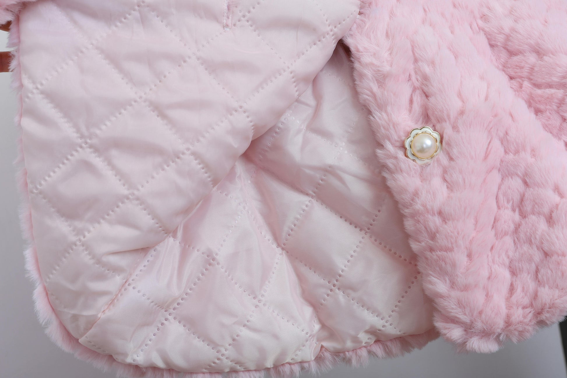 Faux Fur Coat with Matching Shoulder Bag