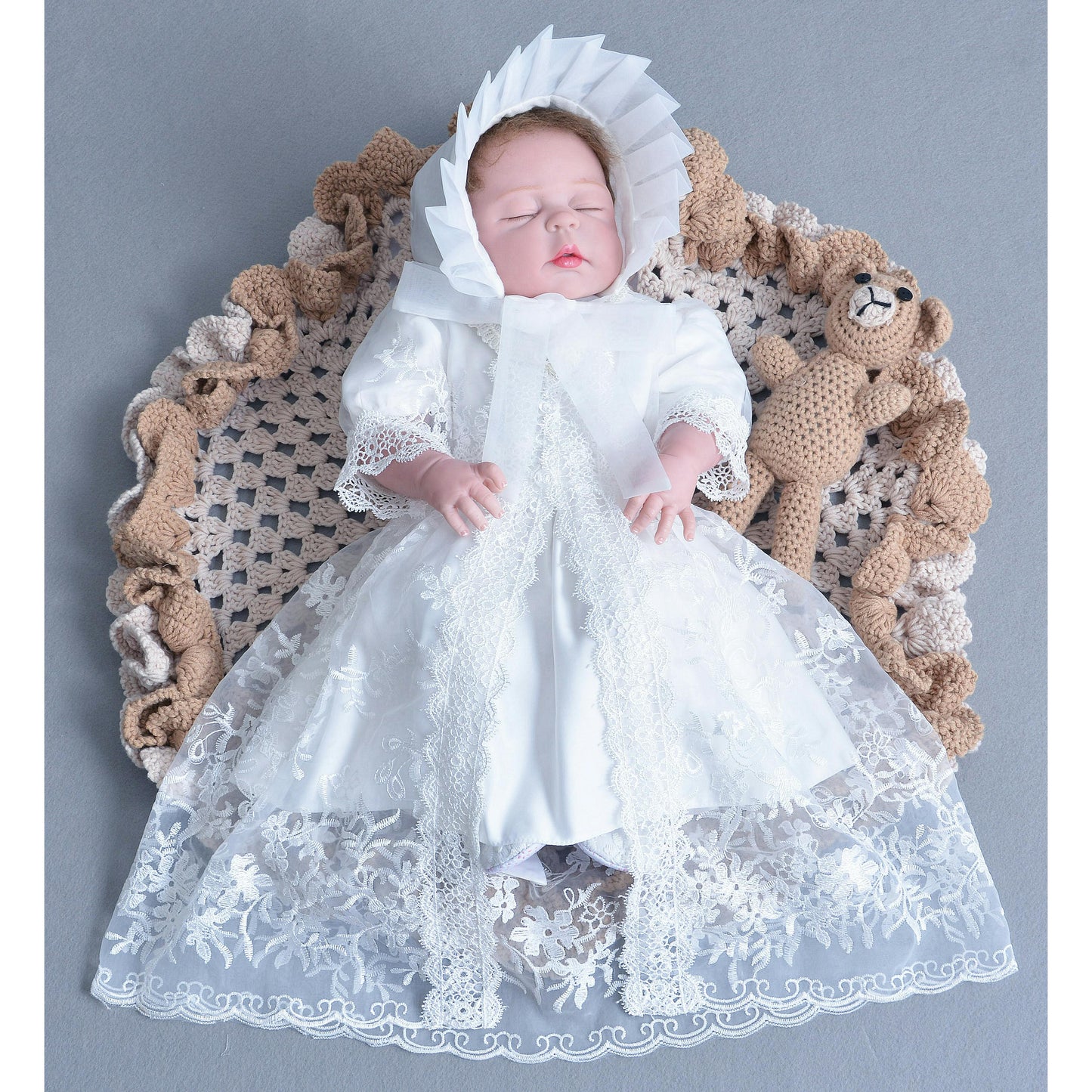 Christening Dress Cape and Bonnet Set