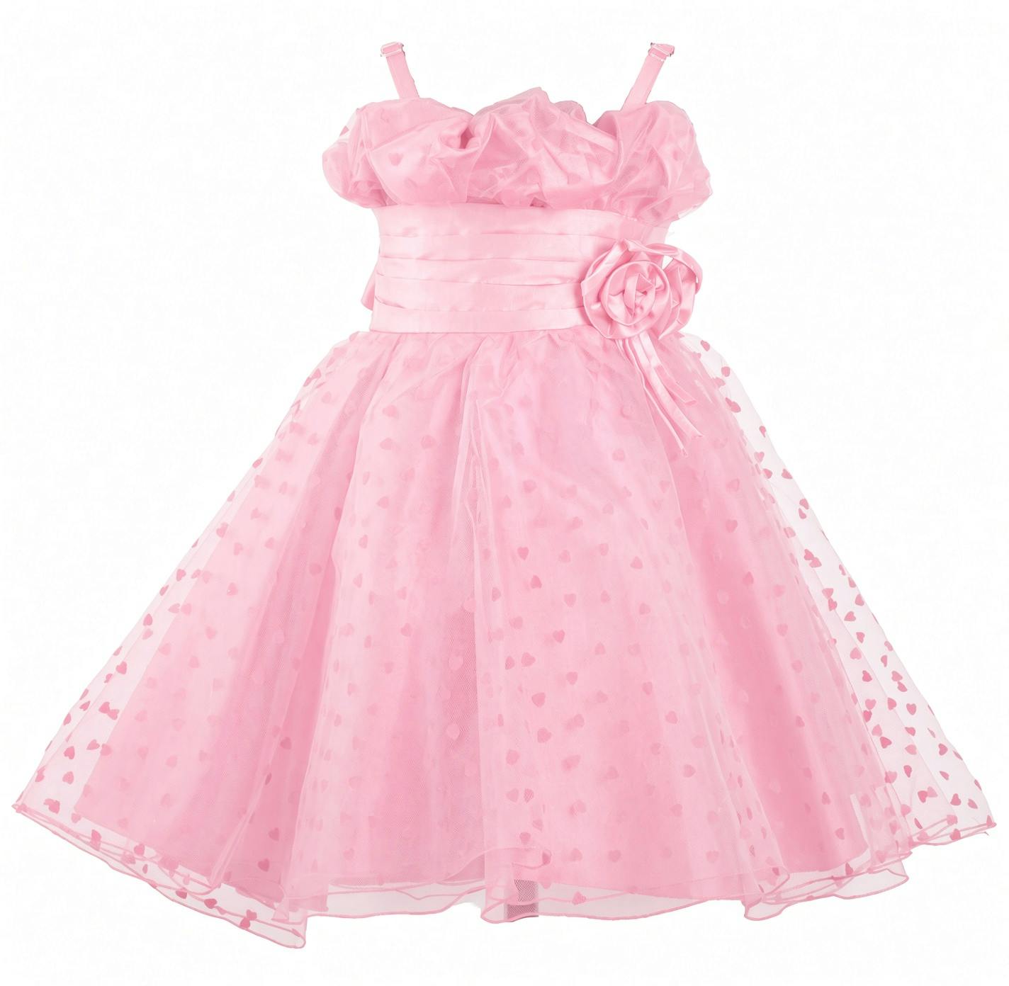 Heart Pattern Party Dress - Baby Pink