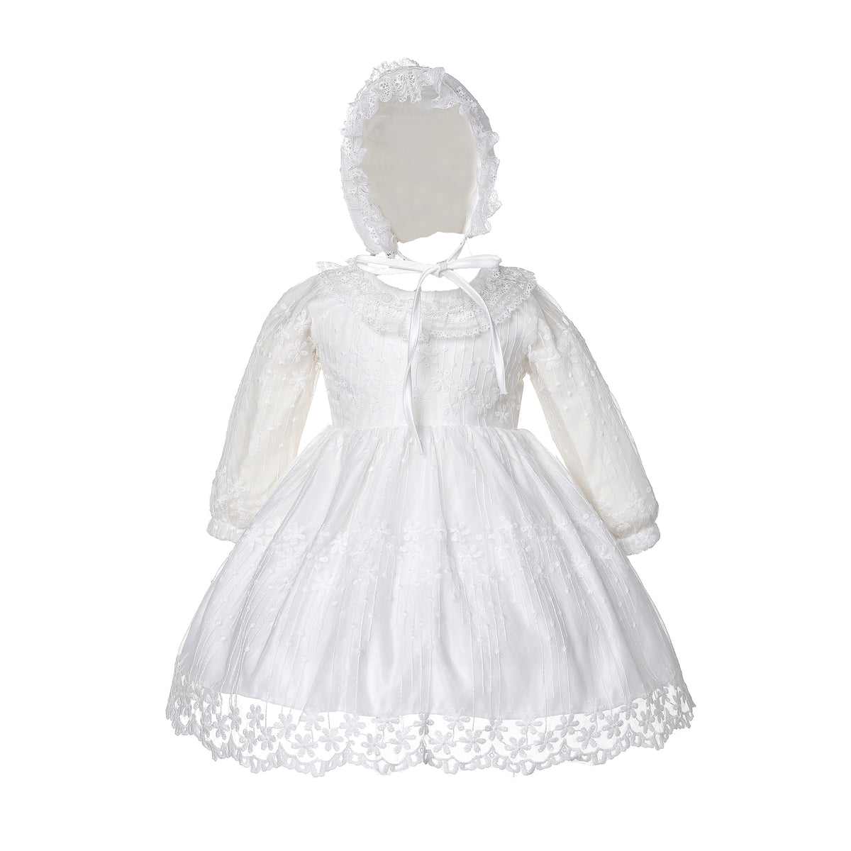 Lace Christening Party Dress and Bonnet