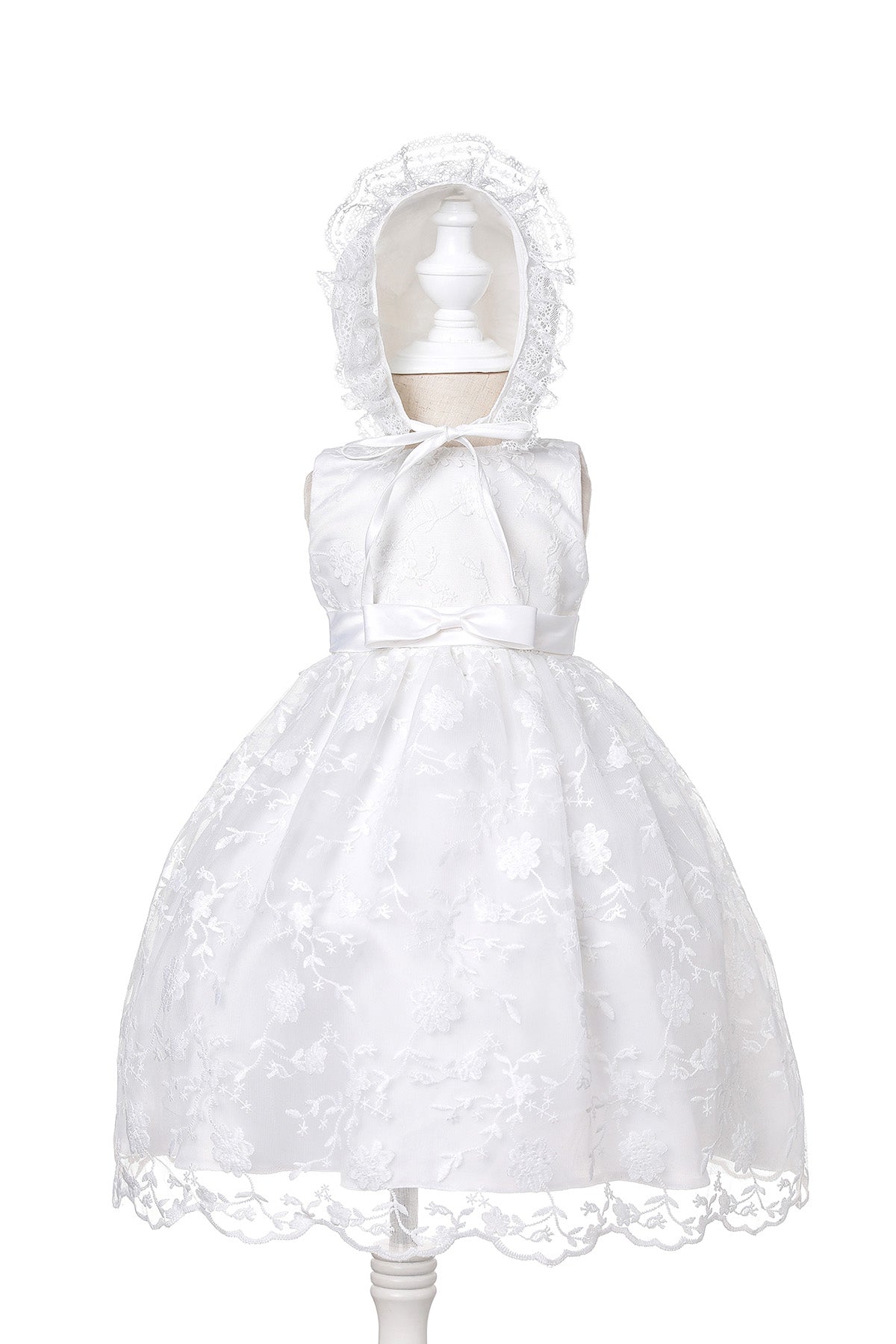 Lace Floral Christening Gown and Bonnet