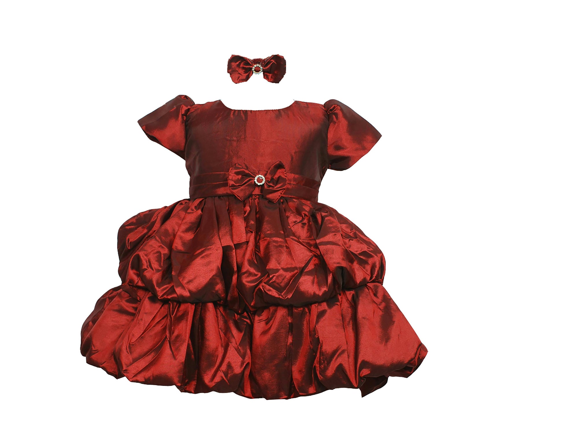 Party Dress with Headband - Burgundy