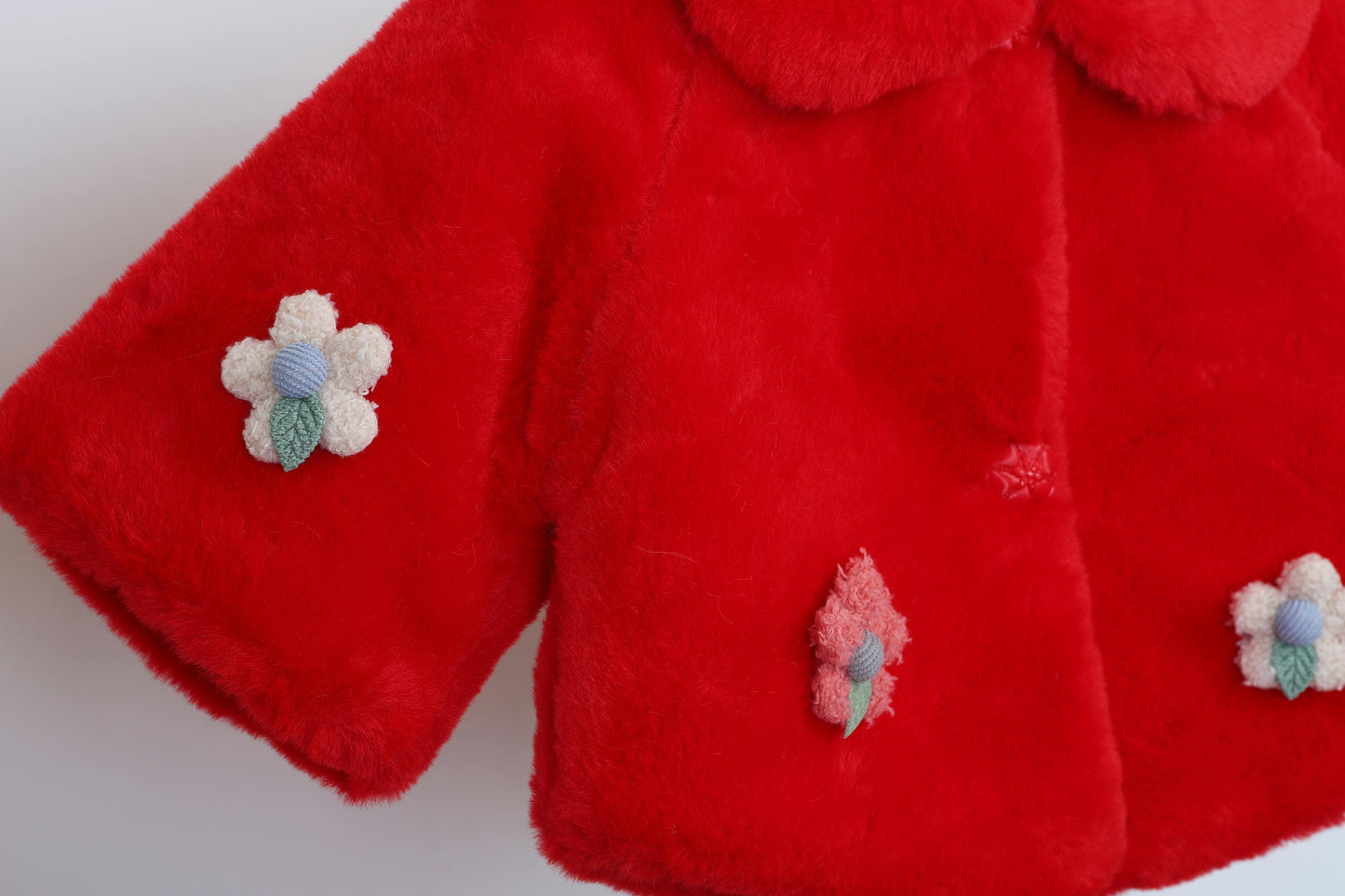 Floral Faux Fur Coat Bolero