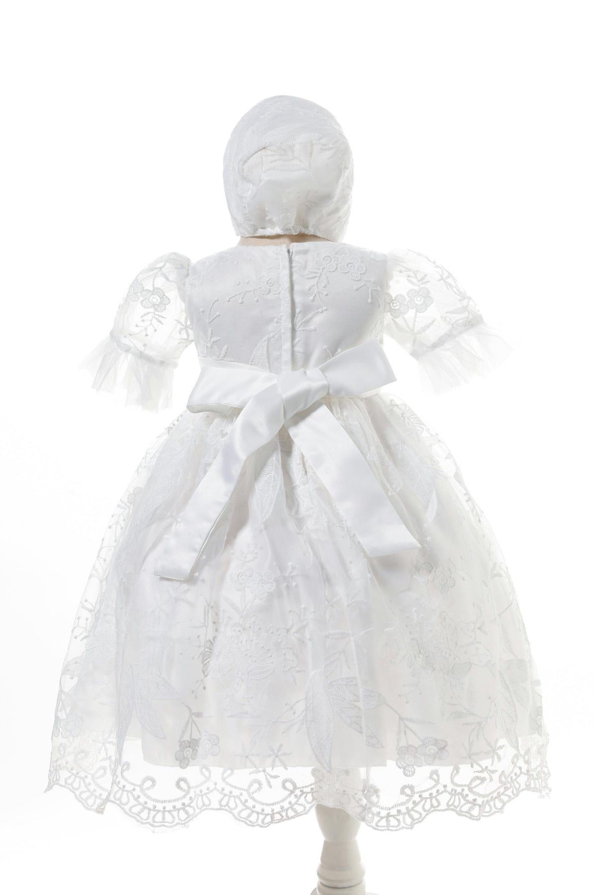 Floral Christening dress with bonnet