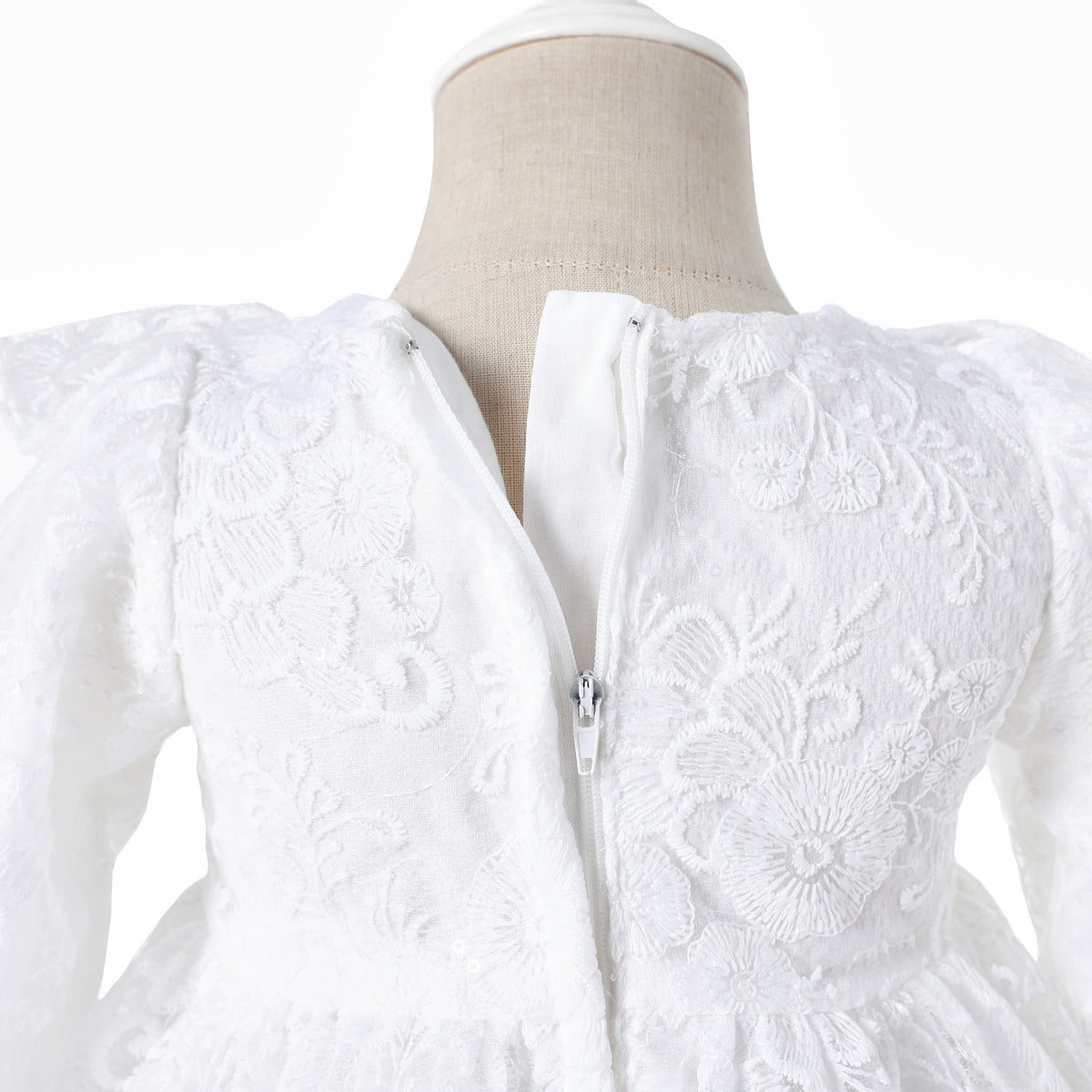 Sequin and Lace Christening Party Dress with Bonnet