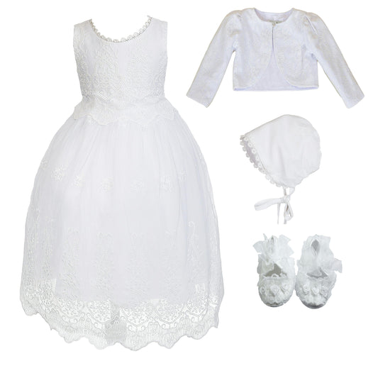 Lace Christening Gown Bonnet Bolero Shoes
