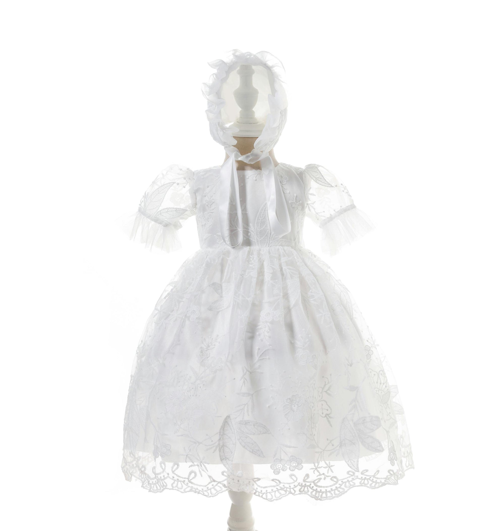 Floral Christening dress with bonnet